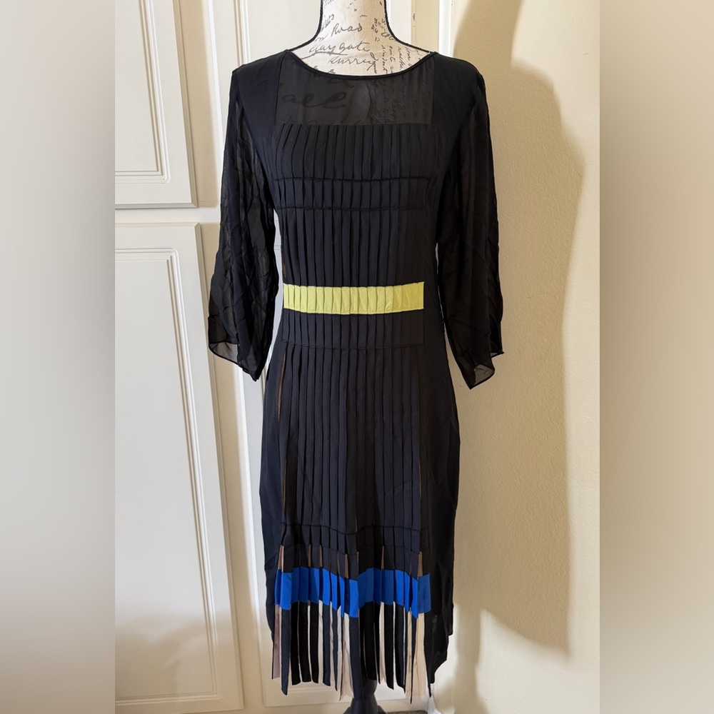 NWT BCBG Max Azria Women’s Black Sheer Pleated Dress, Size XS